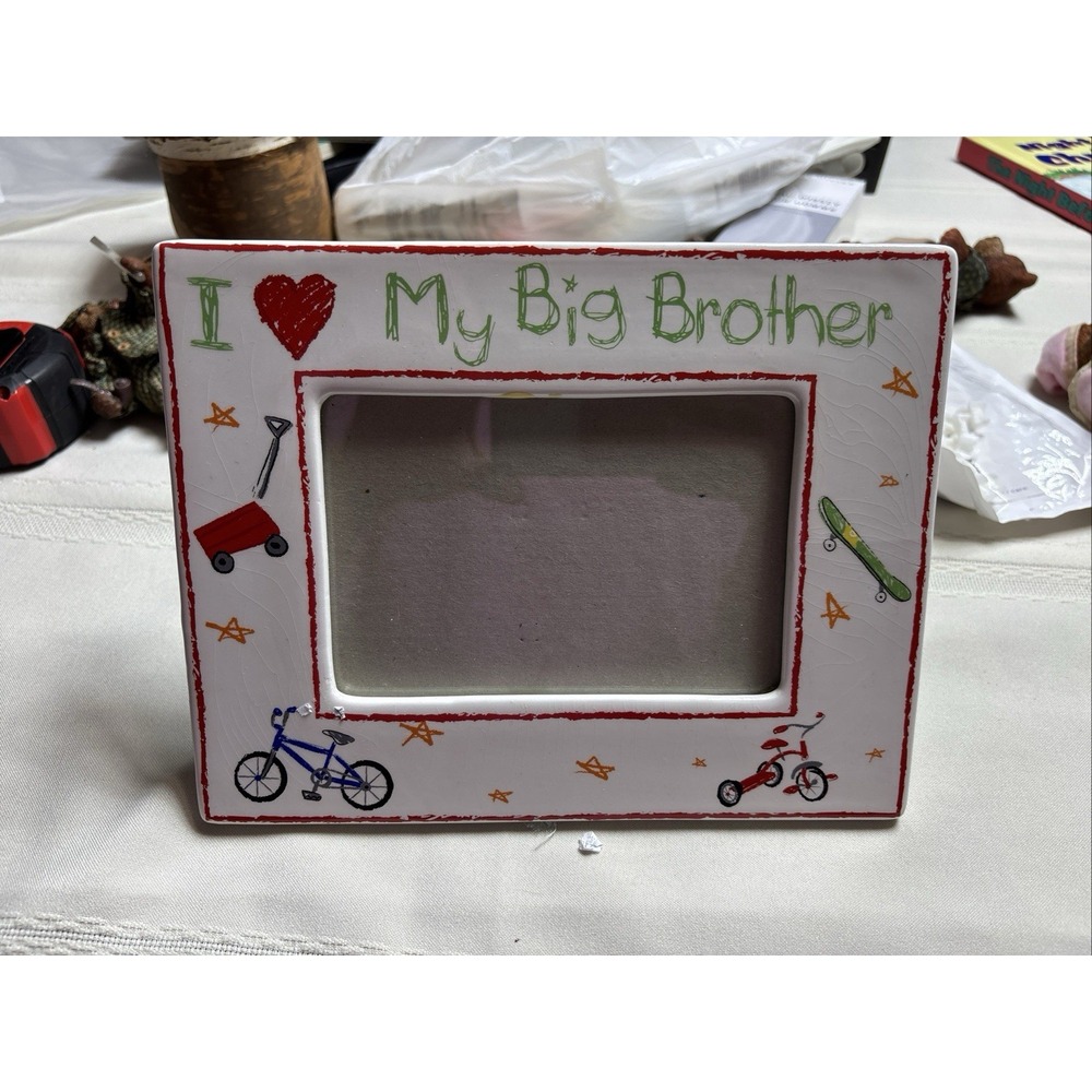 "I Love My Big Brother" Ceramic Picture Frame Russ Vtg